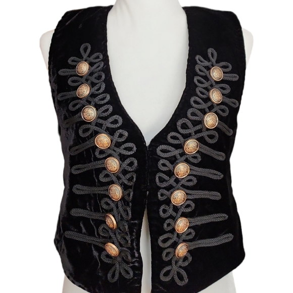 FREE PEOPLE Decorated Officer Black Vest - Picture 15 of 16